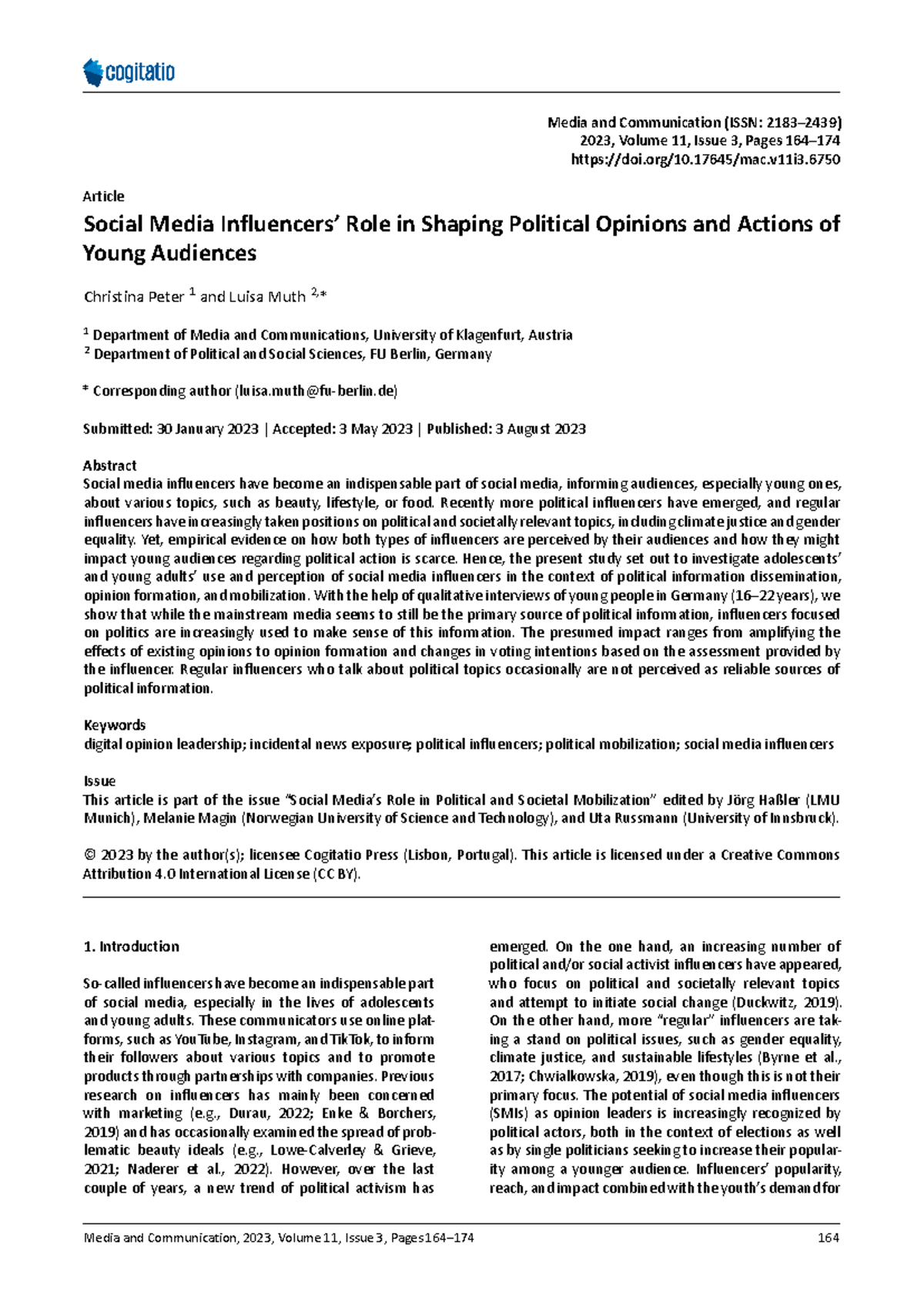 Ma C 11 (3) - The Impact of Social Media Influencers on Youth Political ...