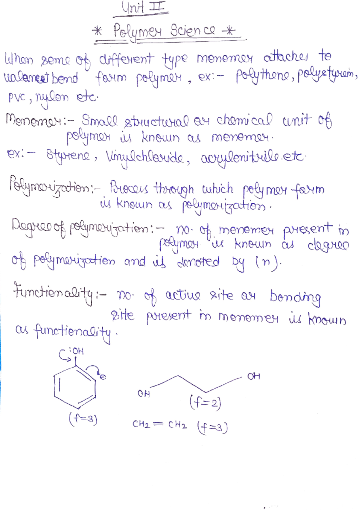 Unit II - Polymer Science Overview for Engineering Chemistry (First ...
