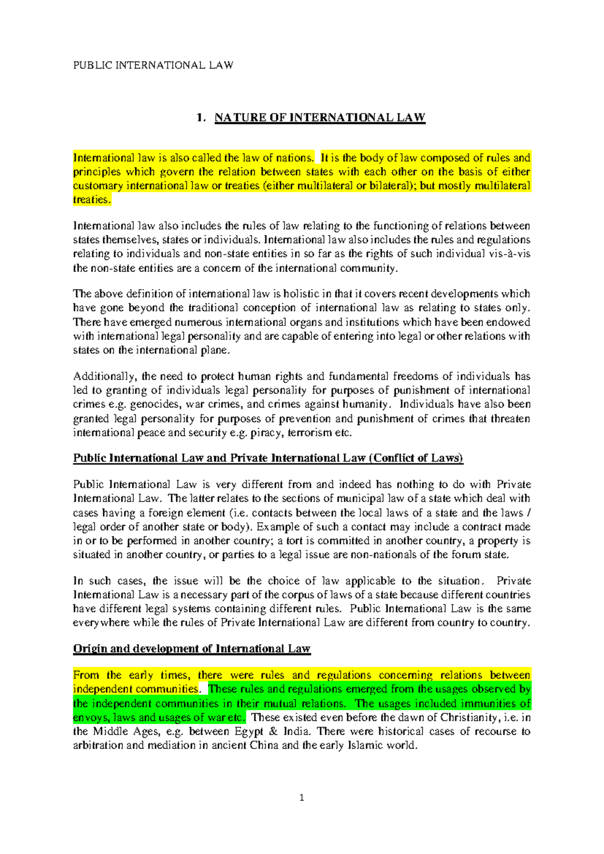 Public International Law Notes - Key Concepts and Developments - Studocu