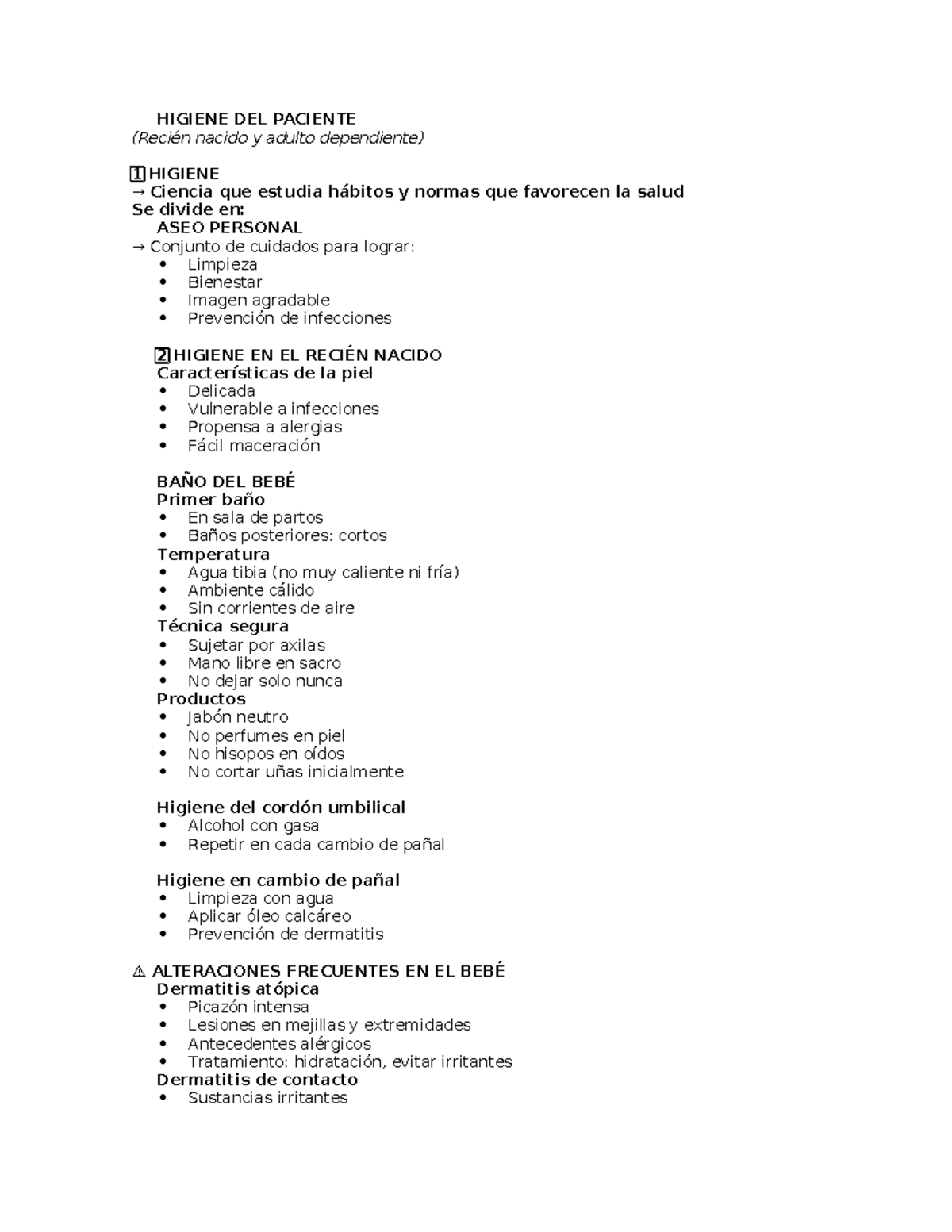 🧼 Higiene del Paciente: Recién Nacido y Adulto Dependiente - Studocu