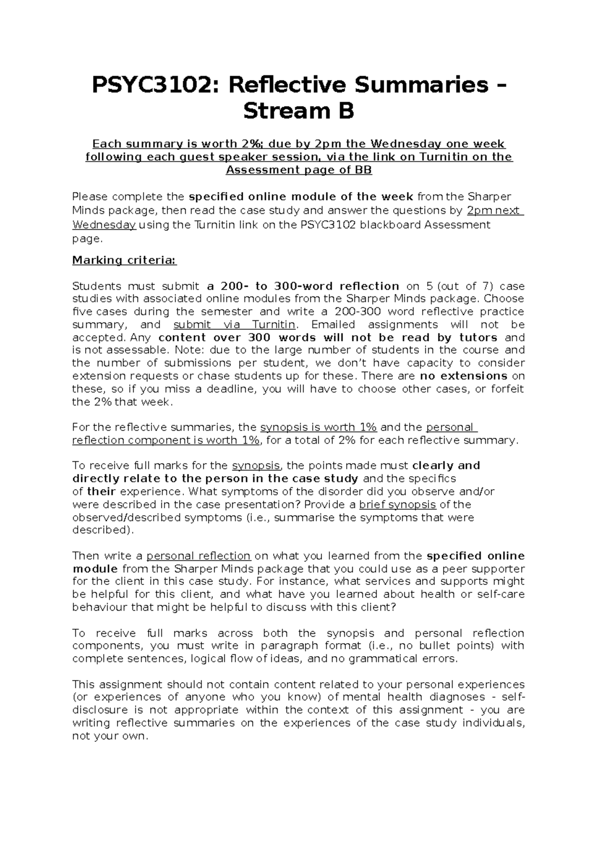 Case Ramesh - Reflective Summary - PSYC3102: Reflective Summaries ...