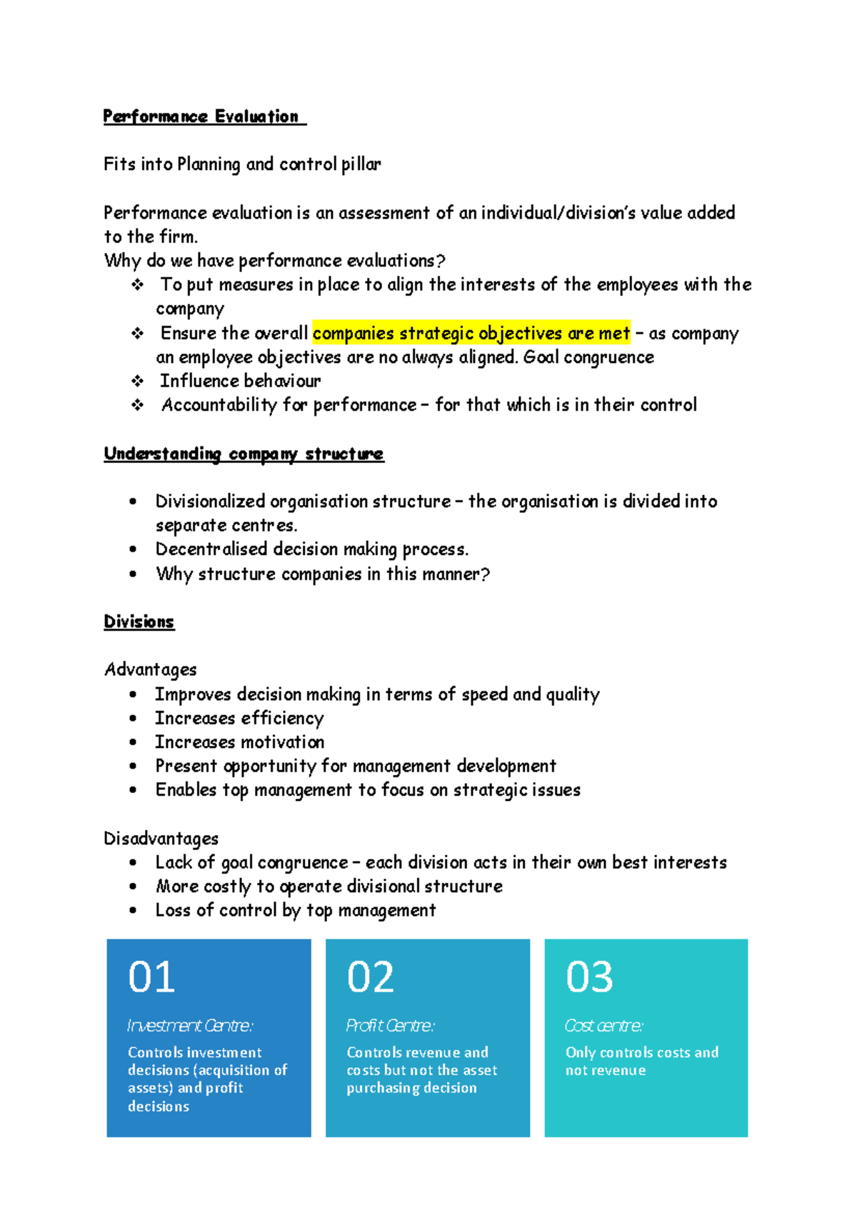Performance Evaluation in Divisionalized Organizations: Key Measures ...