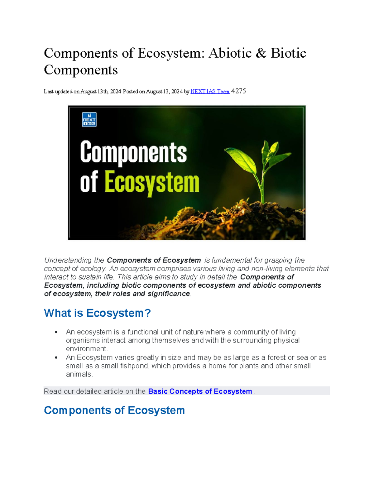 Ecosystem Components: Examining Abiotic & Biotic Elements for Ecology ...