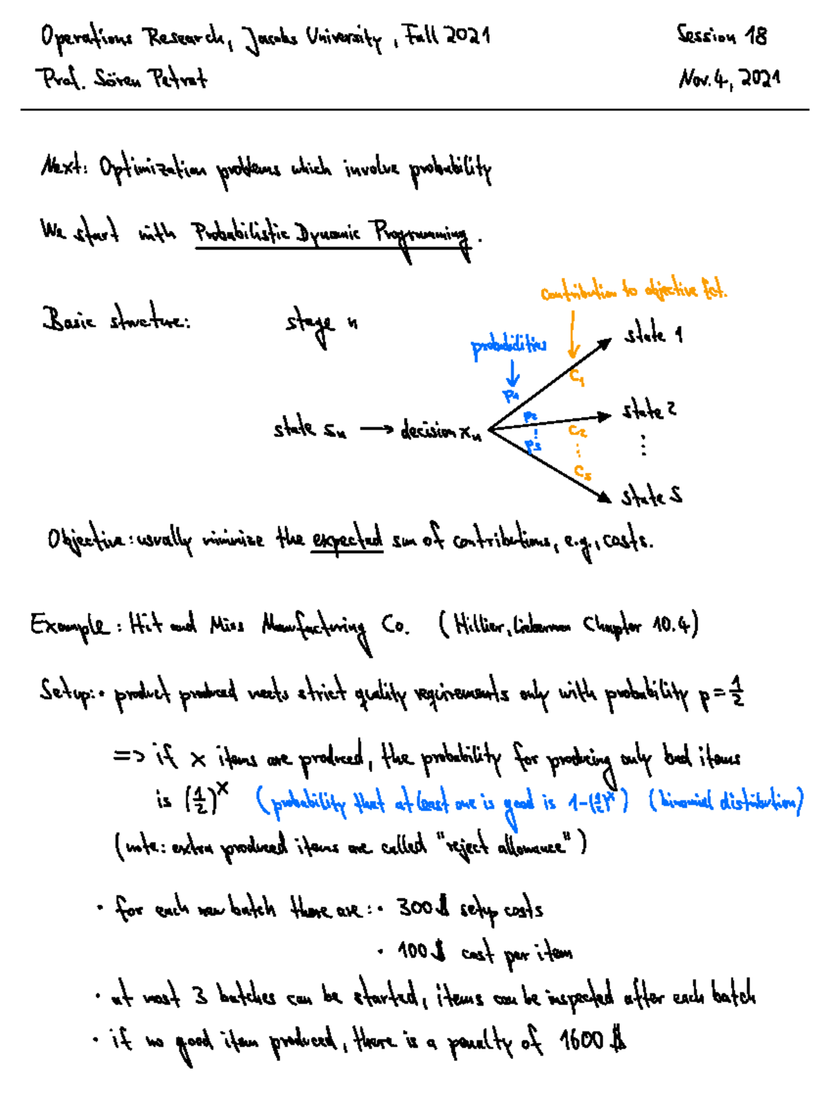 Dynamic Programming in Operations Research (OR 2021) - Session 18 Notes ...