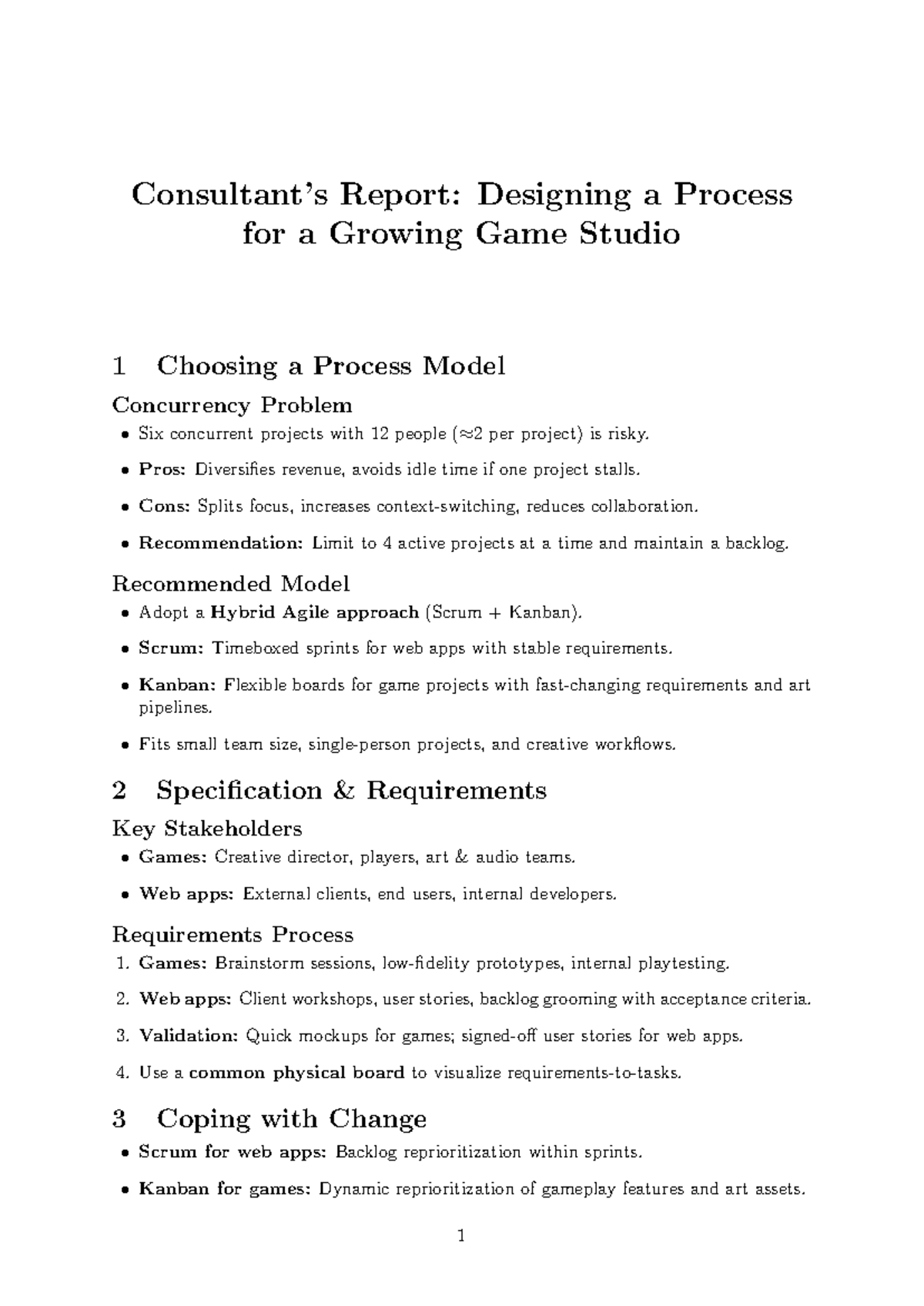 Game Studio Process Design Report: Agile Model & Requirements - Studocu