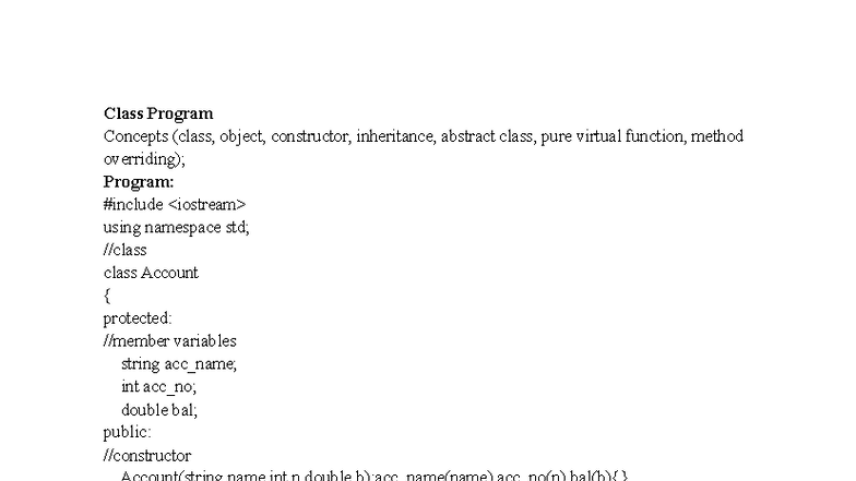 Class Program Concepts: Unit 3, 4, 5 Overview - Studocu