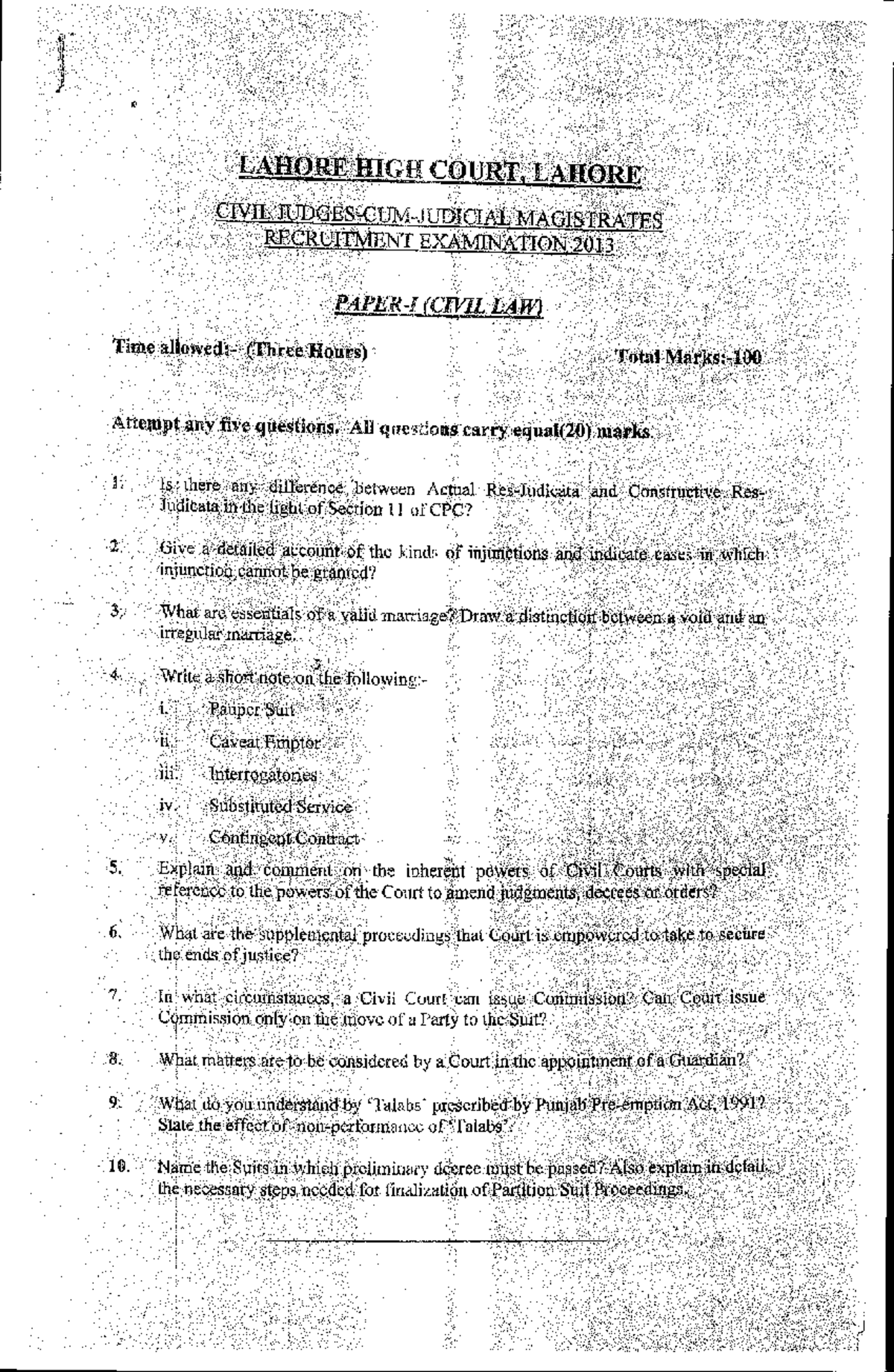 Past papers - Judiciary - Legal Writing - Studocu
