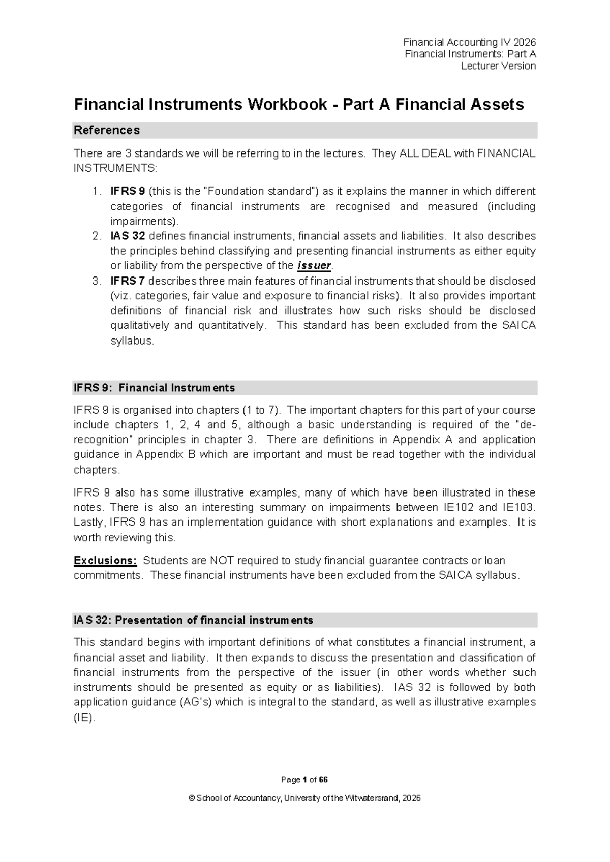 Financial Accounting IV 2026: Financial Instruments Workbook Part A ...