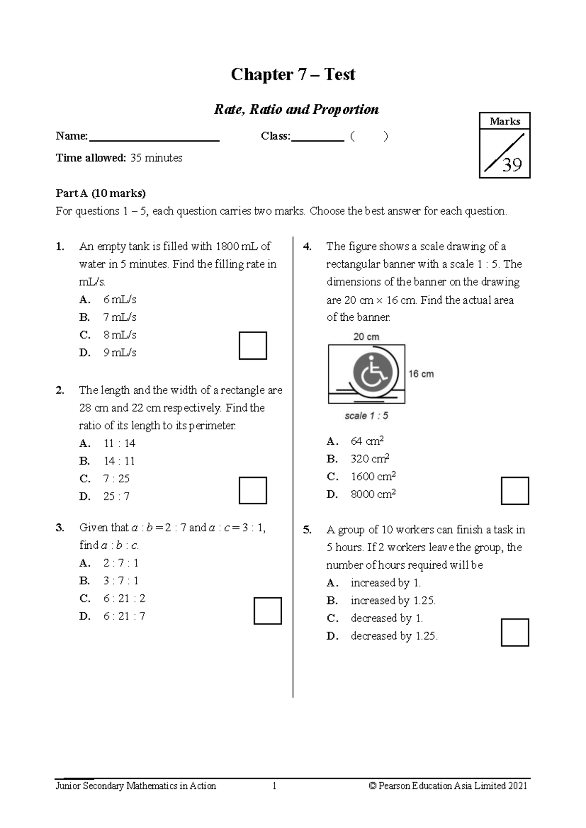 2B07 Chapter 7 Test: Rate, Ratio, and Proportion Quiz - Studocu