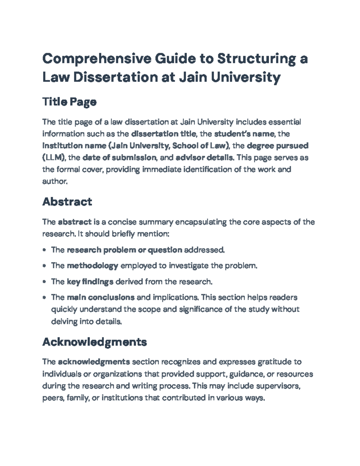 Comprehensive Guide for Structuring LLM Law Dissertation at Jain ...