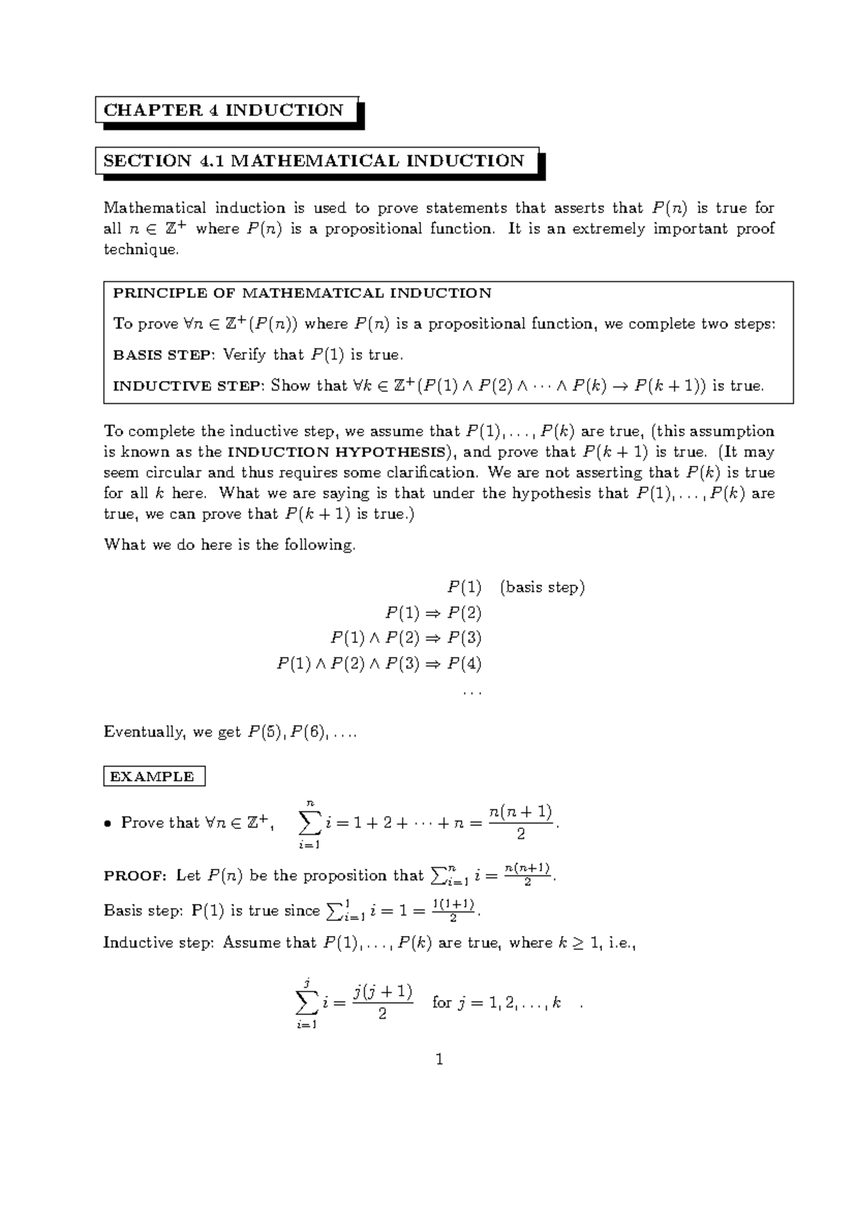 CHAPTER 4: MATHEMATICAL INDUCTION - CS1231 - Studocu