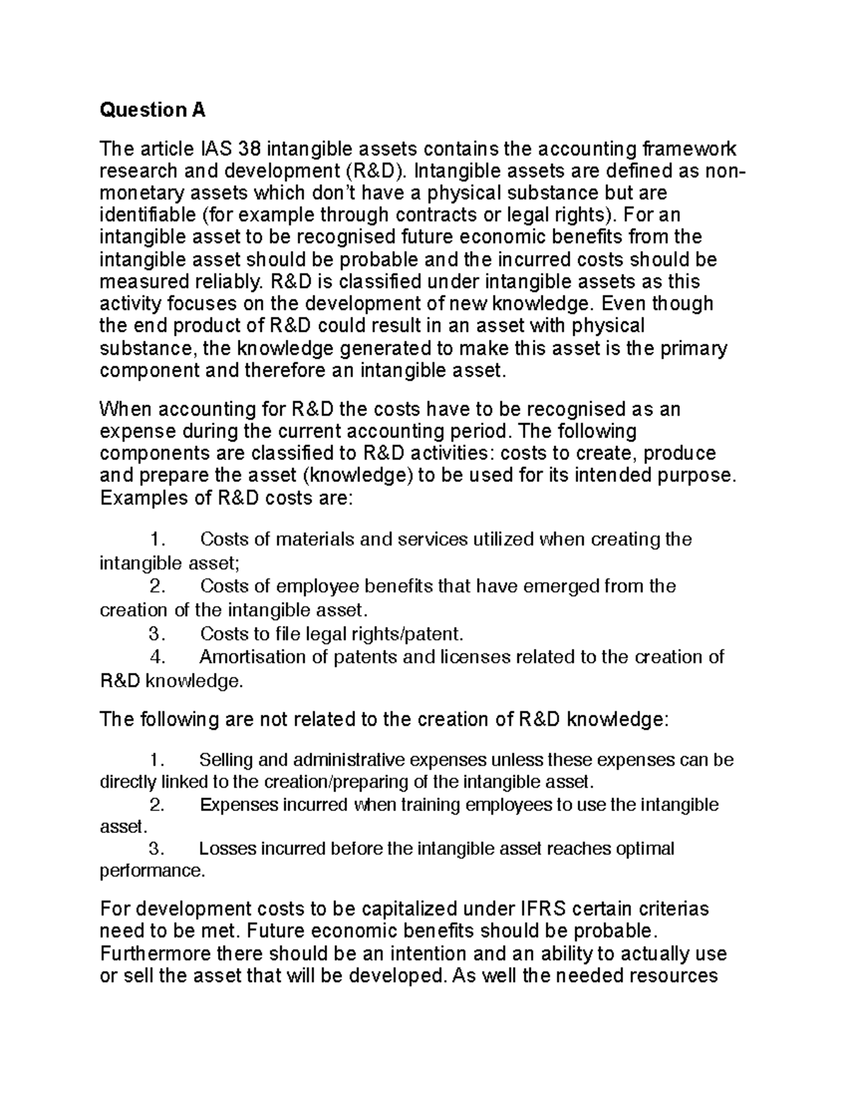 IFRS Assignment Week 2: Intangible Assets & R&D Analysis - Studeersnel