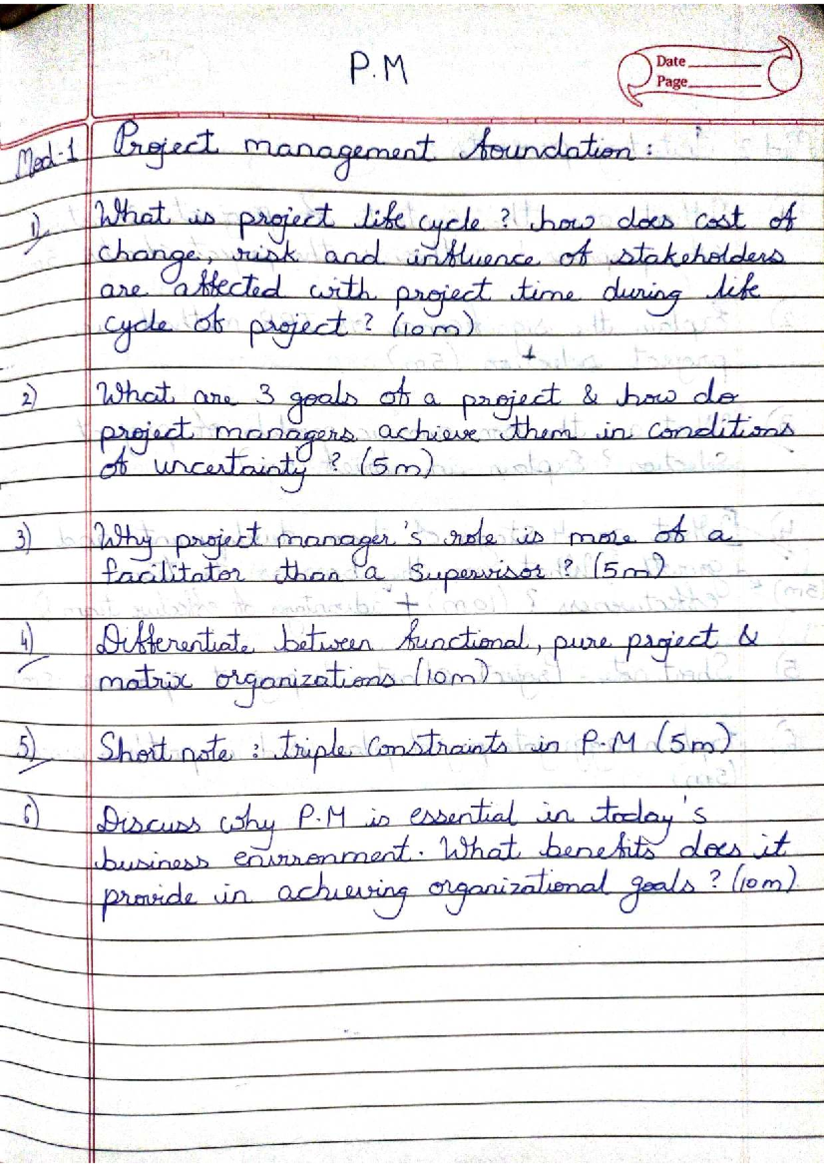 PM Sem QB - Project Management Foundations and Key Concepts - Studocu