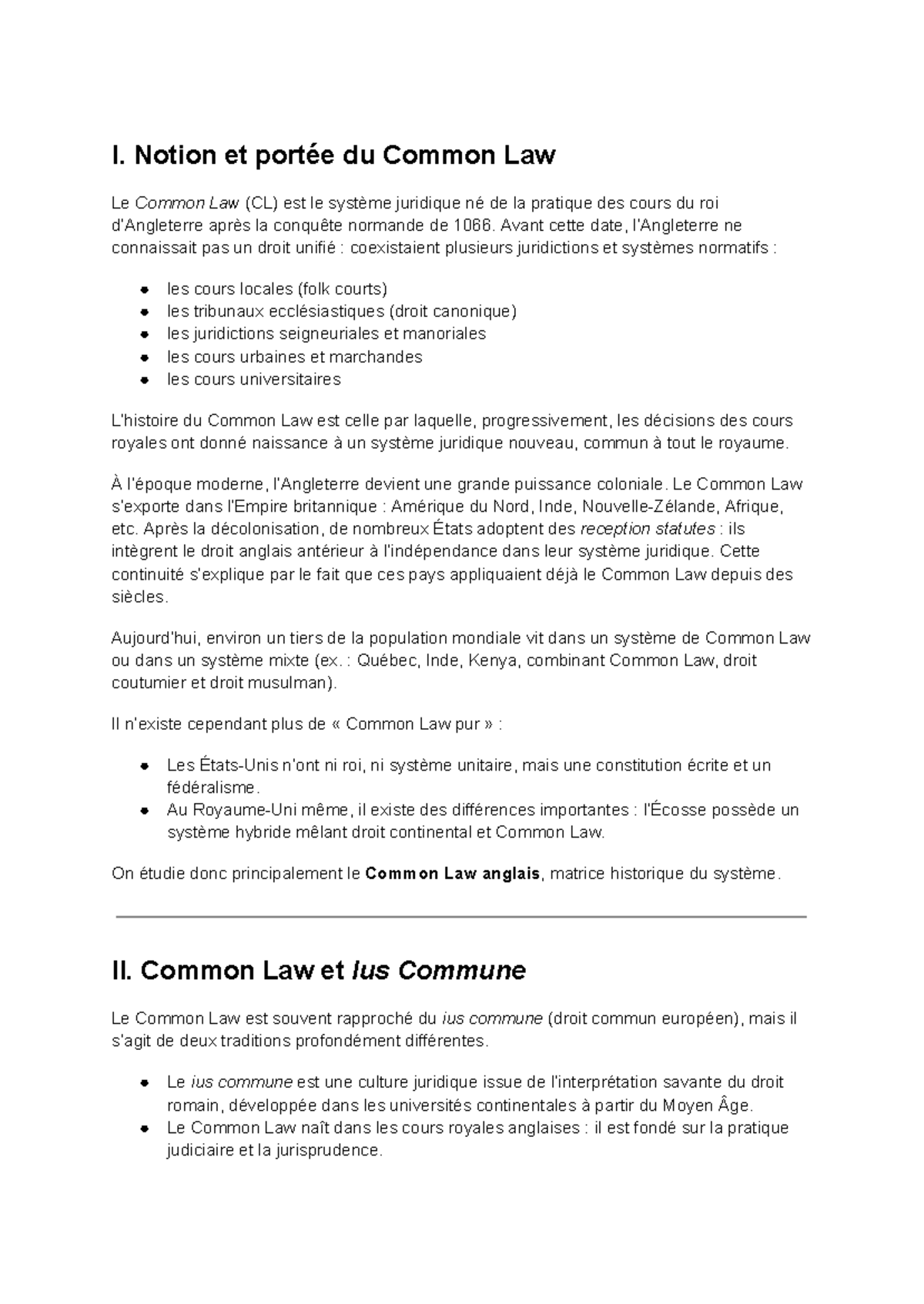 Cours 1 HCL - Notions Fondamentales du Common Law - Studocu