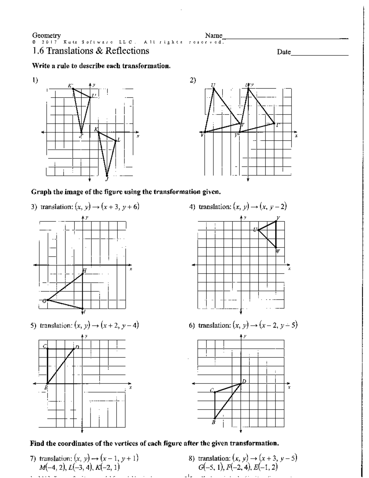 Geometry A11: Translations, Reflections, and Rotations Notes - Studocu