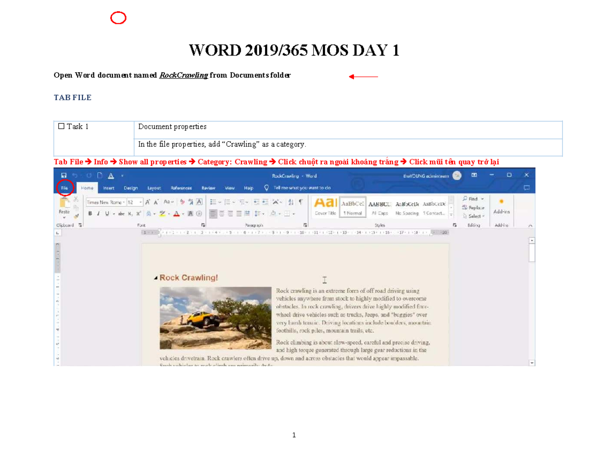 WORD 2019/365 MOS Day 1: Document Formatting Tasks - Studocu