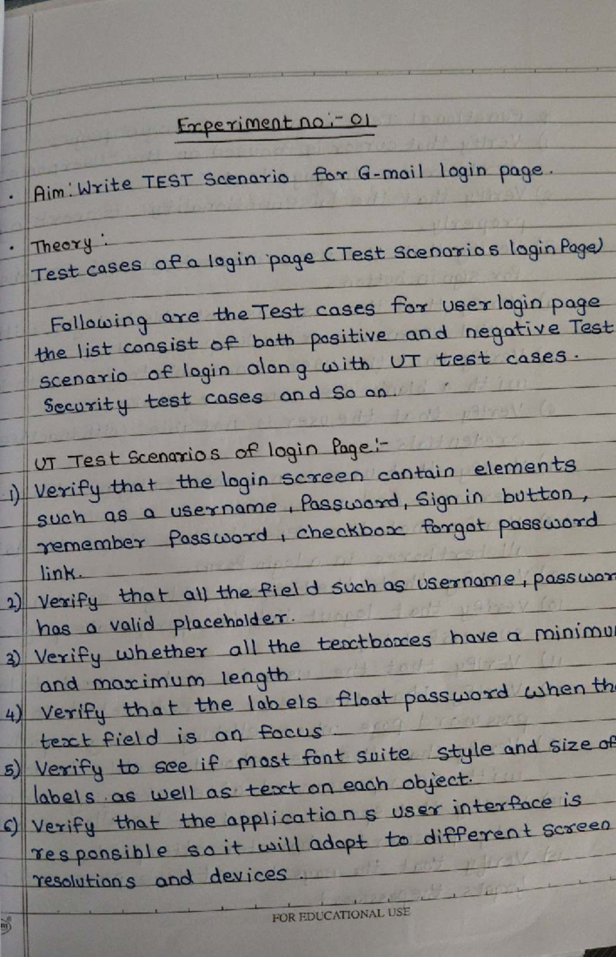 STQA-Practicals: Test Scenarios and Cases for Login Functionality - Studocu