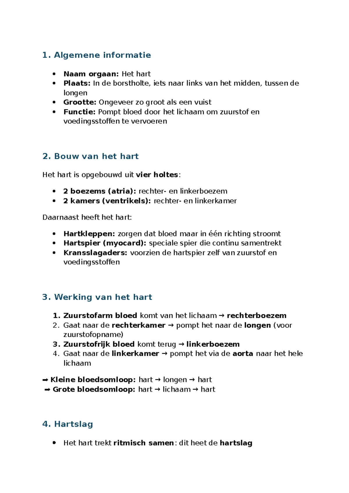 Document 6 - Biologie: Informatie over het Hart en zijn Functies ...