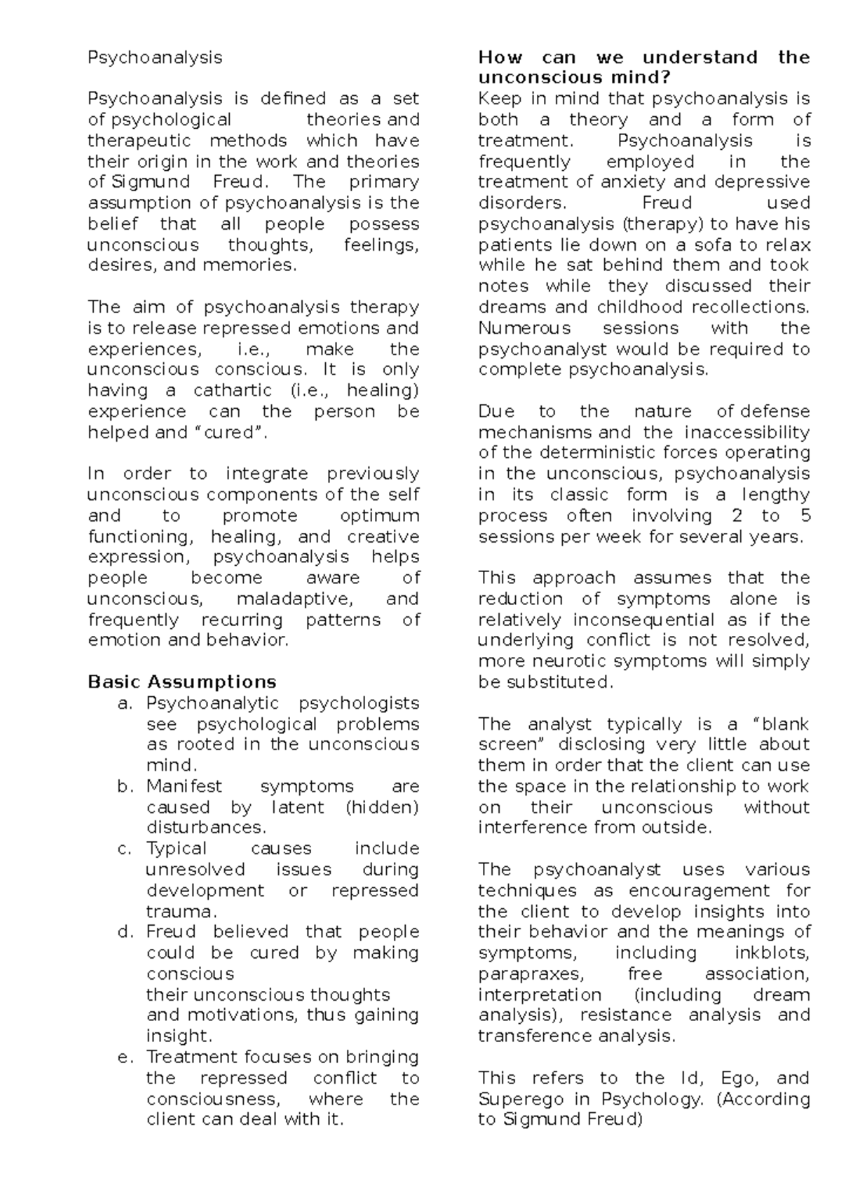 3. Psychoanalysis - pyschology - Psychoanalysis Psychoanalysis is ...