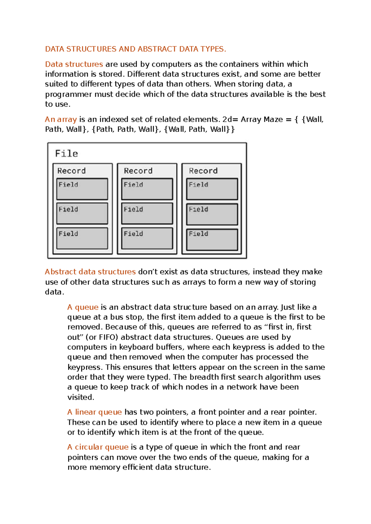 DATA STRUCTURES AND ABSTRACT DATA TYPES (CS101) - Studocu