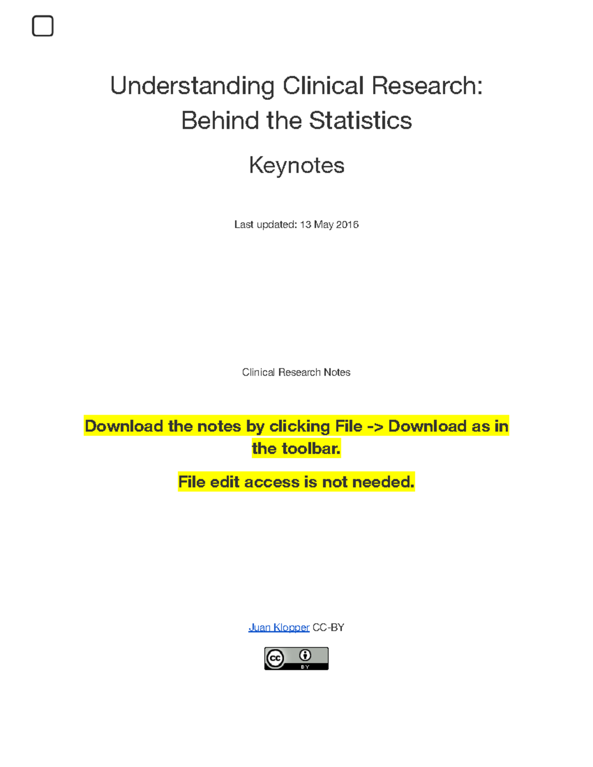 Clinical Research 101: Keynotes on Study Types & Statistics - Studocu