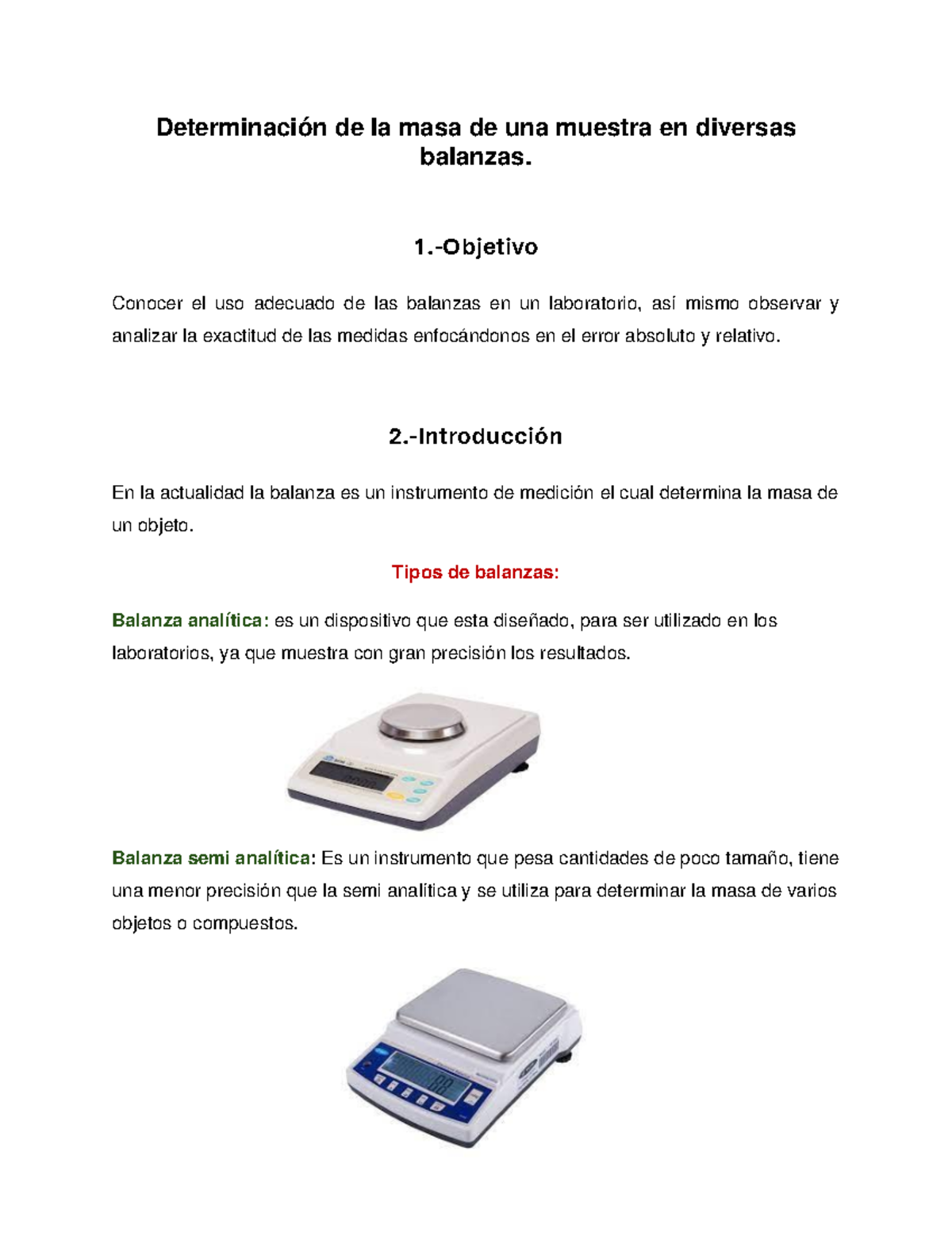 Determinación de Masa en Diversas Balanzas: Análisis de Errores - Document Preview
