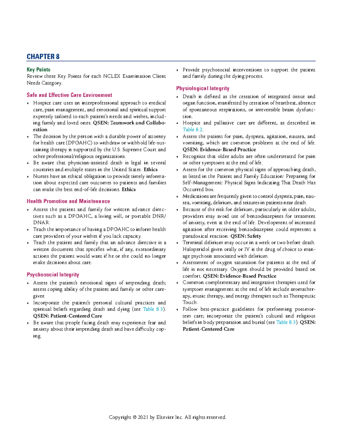 Chapter 08 - Key Concepts in End-of-Life Patient Care (MedSurg) - Studocu