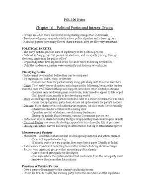 Pol 100 - chapter 4 lecture notes - Chapter 4 (pp. 77-85) COMPARING ...