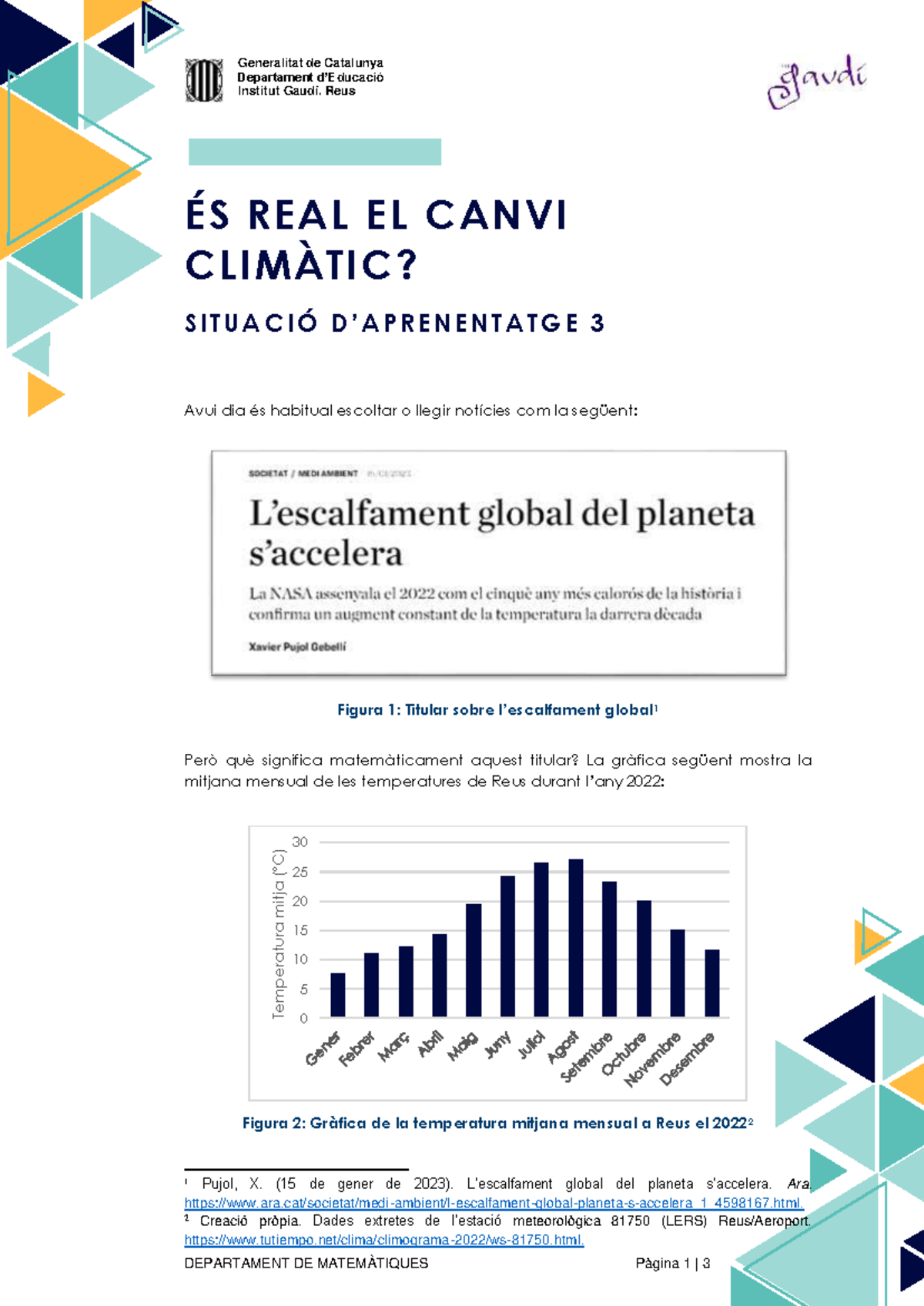 SA3 - És Real el Canvi Climàtic? Anàlisi de Temperatures a Reus - Studocu
