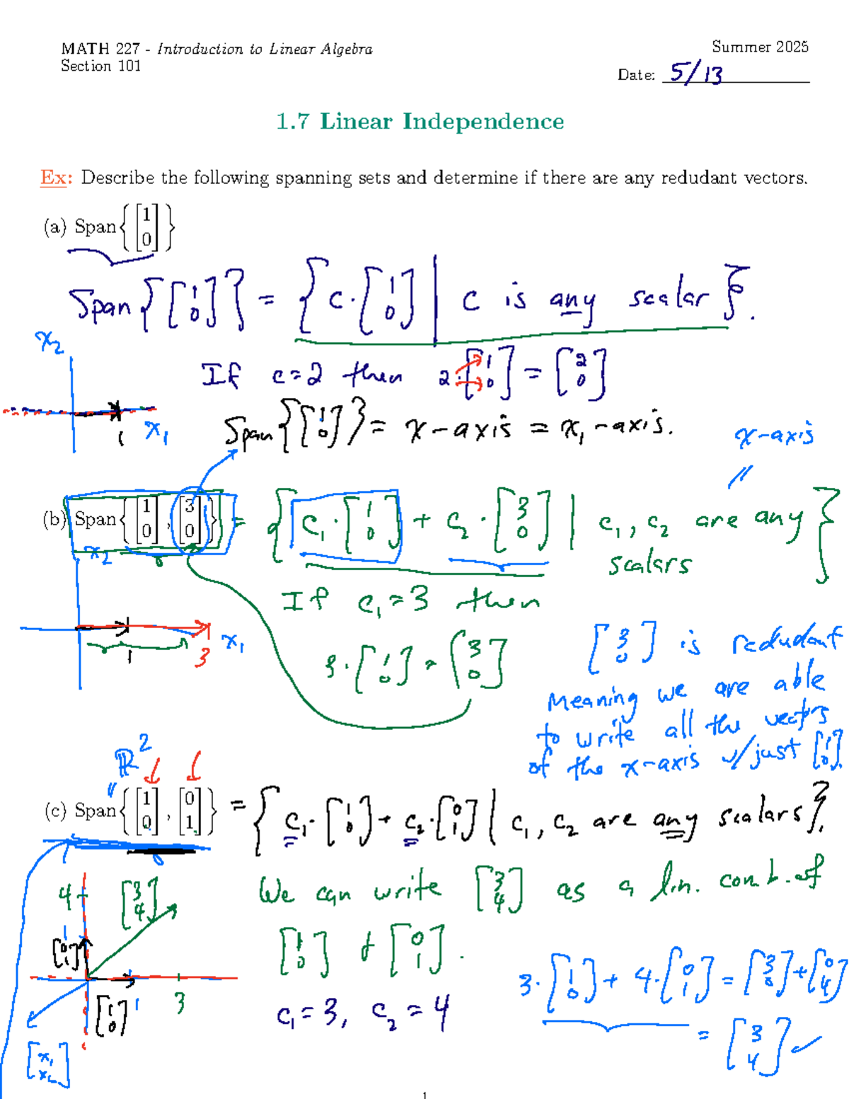 MATH 227 Final Exam Review: Linear Independence & Dependence Concepts ...