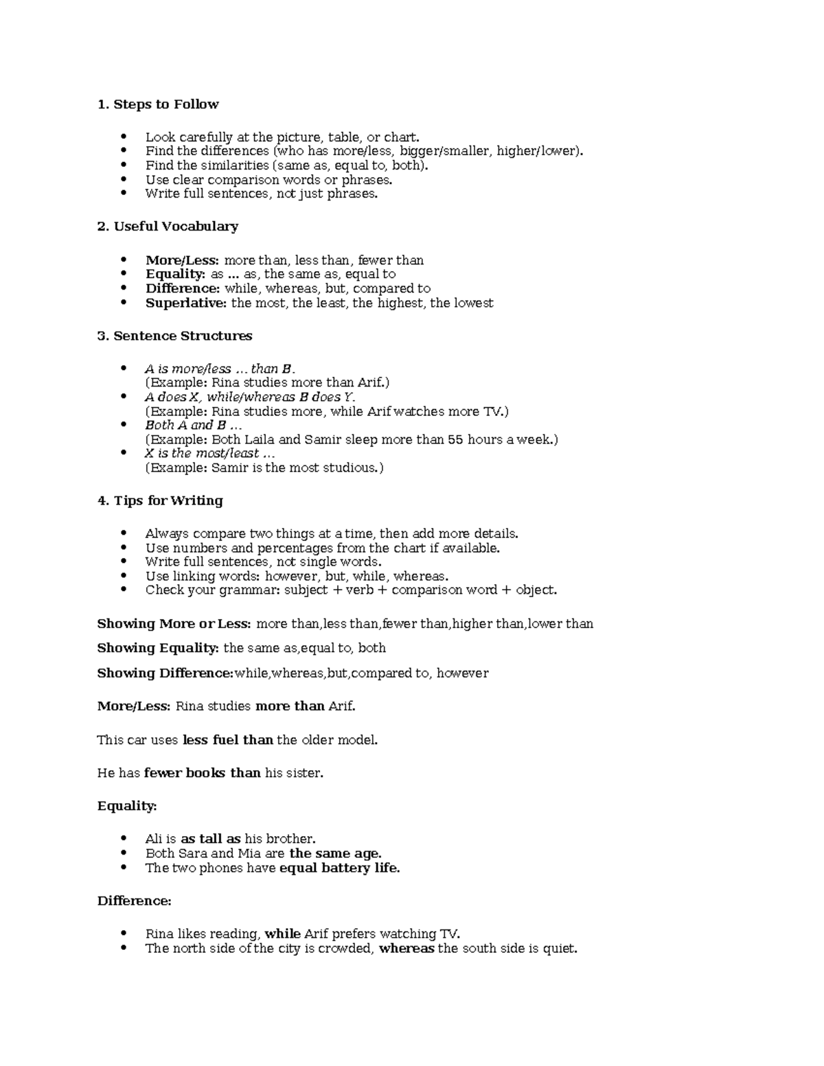 Comparative Sentences Guide for Students: Tips & Vocabulary - Studocu