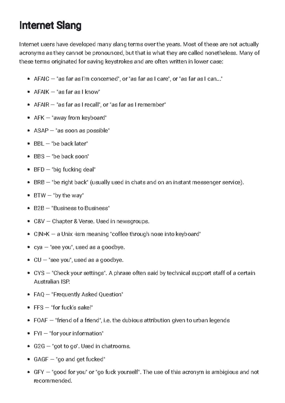 Internet Slang Terms and Their Meanings - Study Notes - Studocu