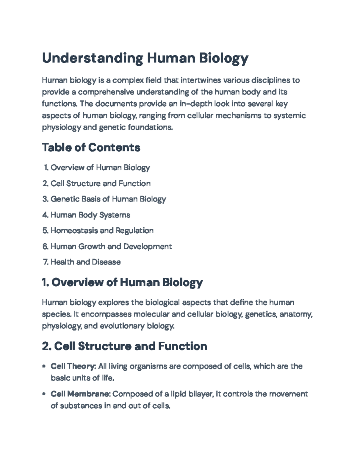 Human Biology Overview: Systems, Genetics, and Homeostasis - BIOL101 ...
