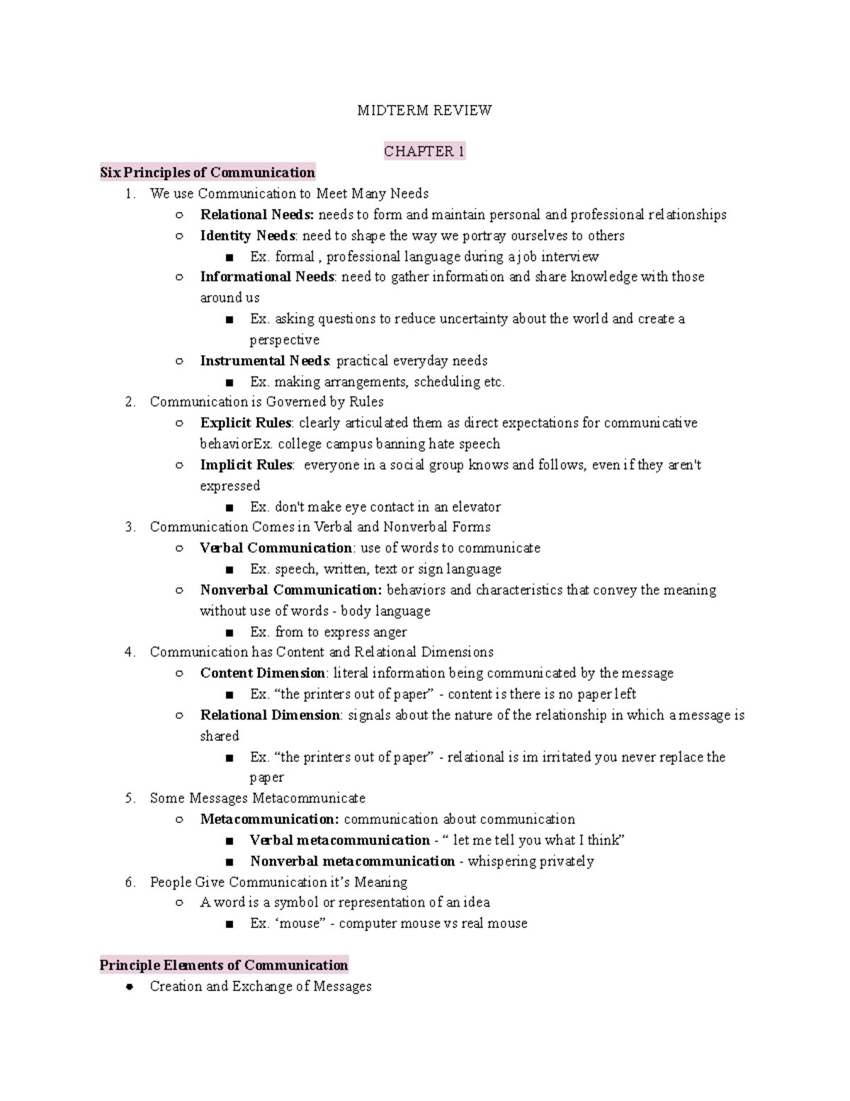 COMM Strat - Midterm Exam Review: Key Principles & Concepts - Studocu