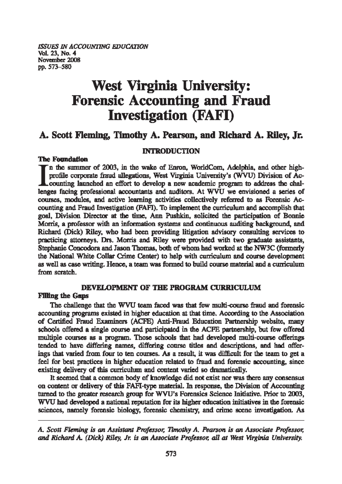 WVU FAFI Program: Advancements in Forensic Accounting Education - Studocu
