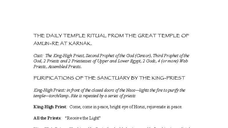 Temple Ritual - Informacion General - THE DAILY TEMPLE RITUAL FROM THE ...