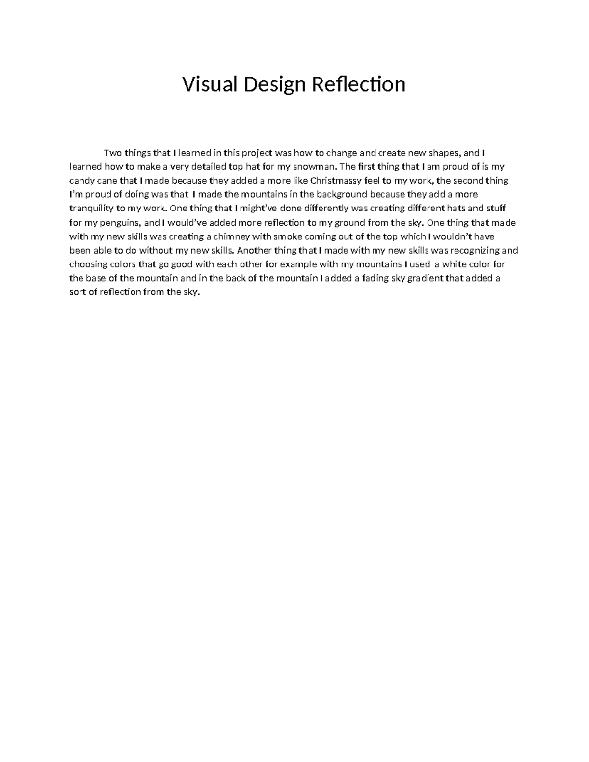 Visual Design Reflection: Learning from Creating Holiday Elements - Studocu