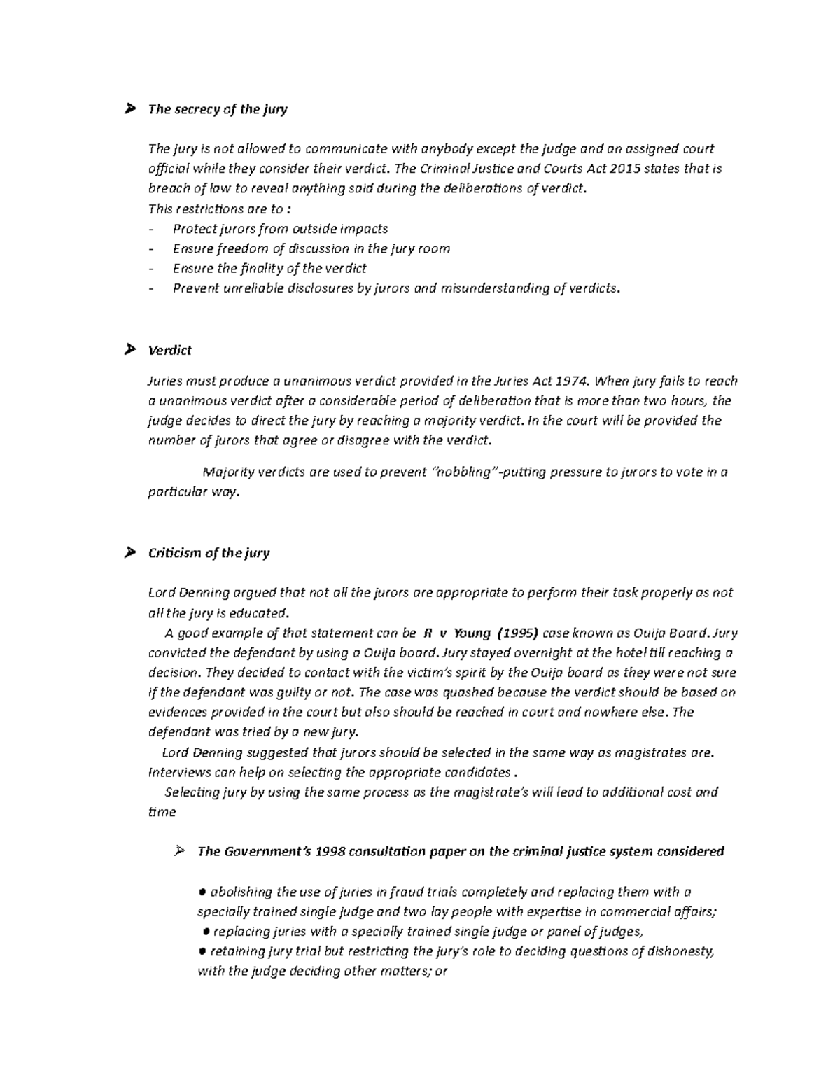 Jury - Lecture notes 30 - The secrecy of the jury The jury is not ...