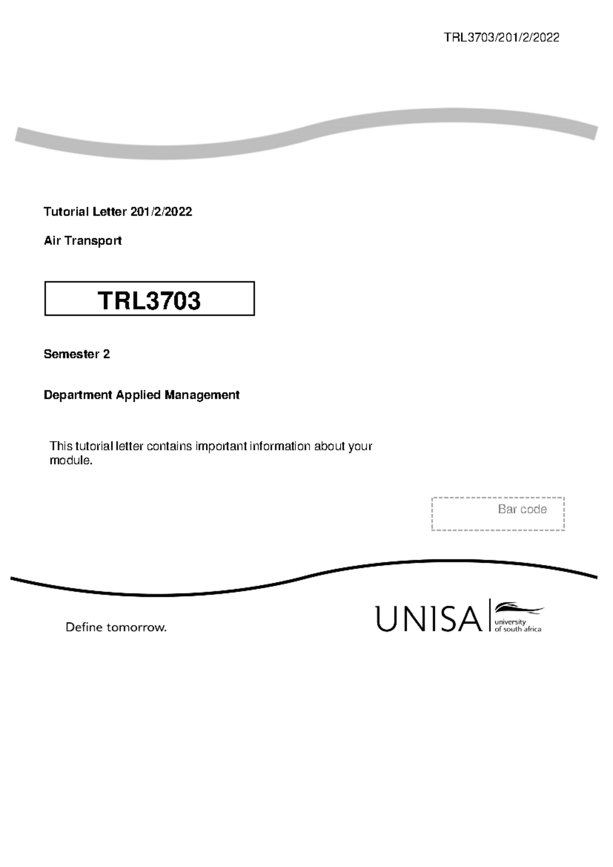 TRL3703 Tutorial Letter 201/2: Air Transport S2 2022 Insights - Studocu