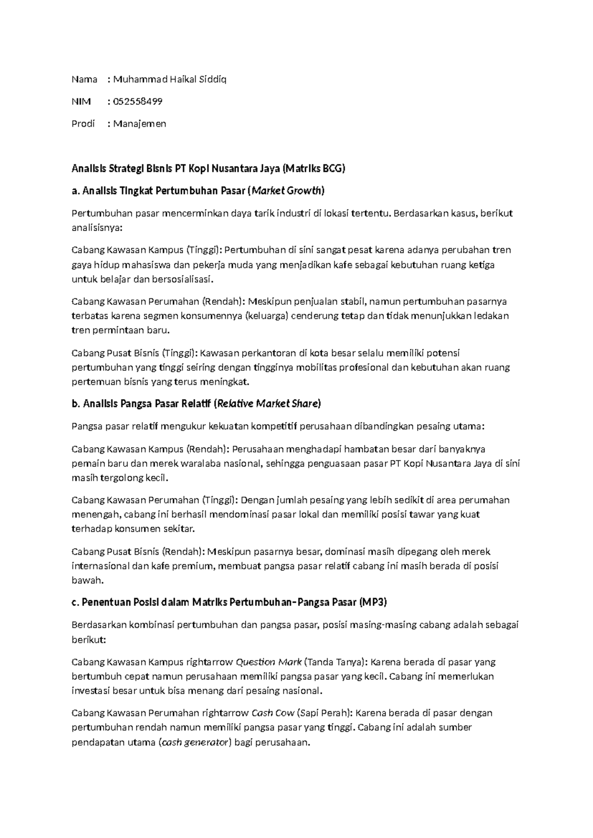 Tugas 1: Analisis Strategi Bisnis PT Kopi Nusantara Jaya (EMBS4430) - Document Preview