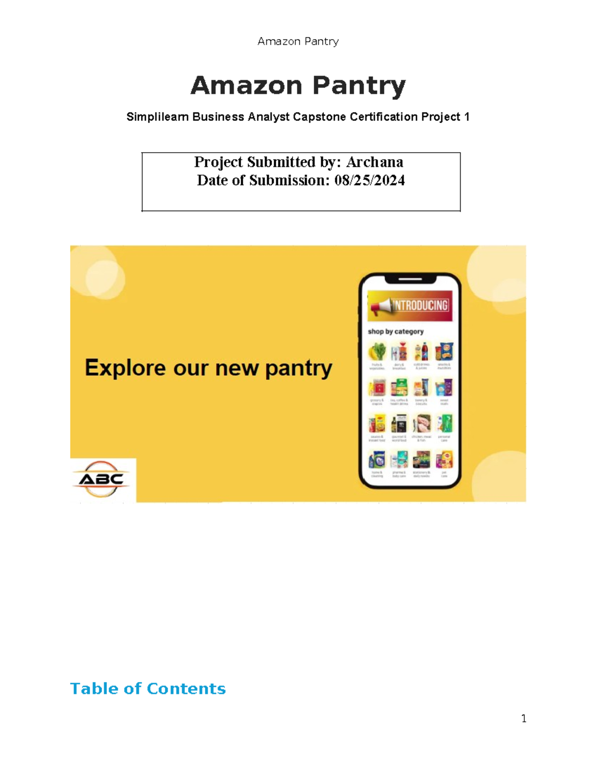 Amazon Pantry: Simplilearn Business Analyst Capstone Project 1 - Studocu