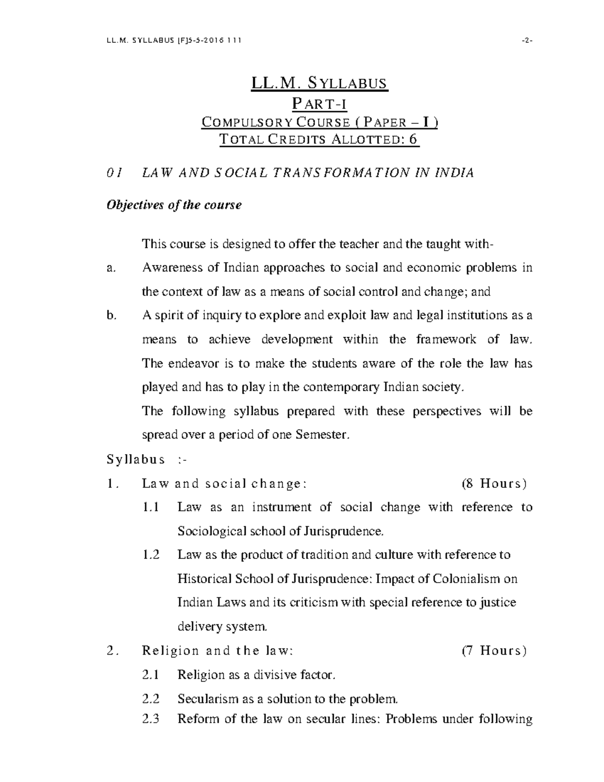 LL.M. 1st Sem Syllabus 2025: Compulsory & Optional Courses - Studocu
