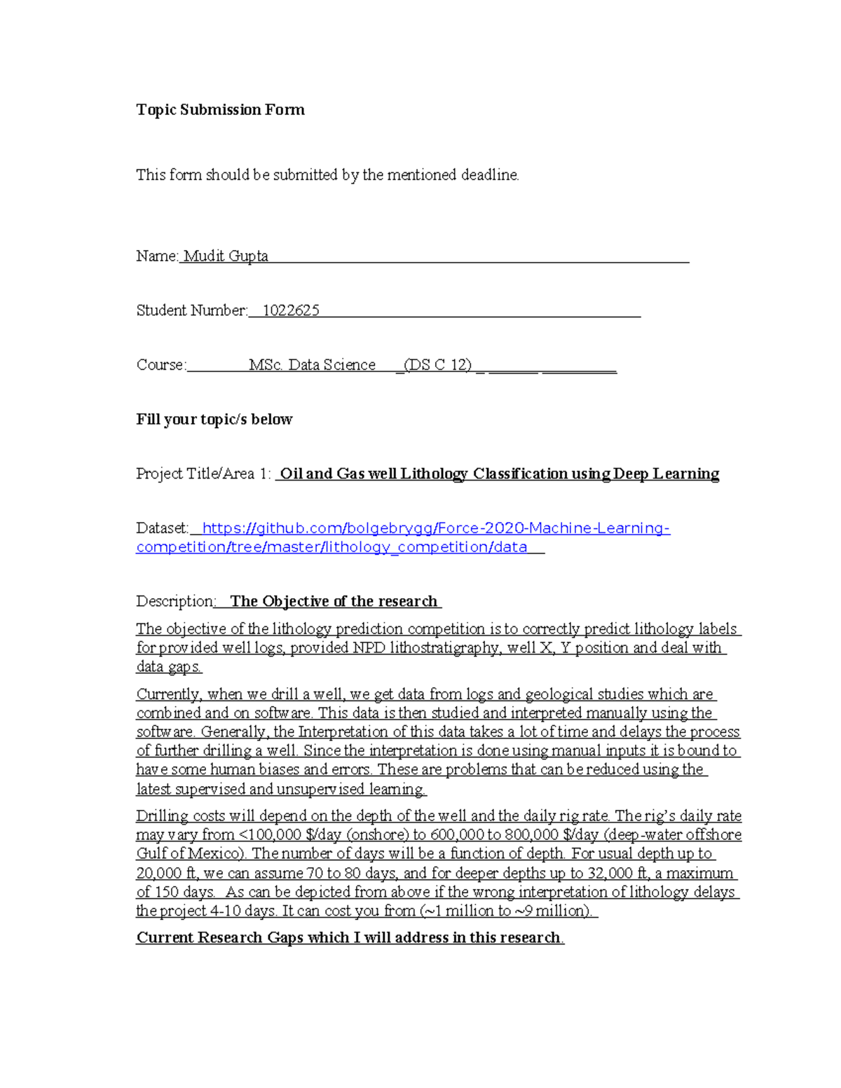 MSc. Data Science (DS C 12) Topic Submission Form for Research Projects ...