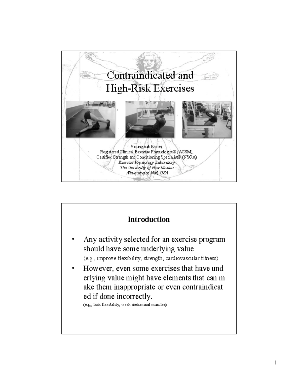 Young Exercise 3 - Guidelines for High-Risk Exercises in PATH Fit - Studocu