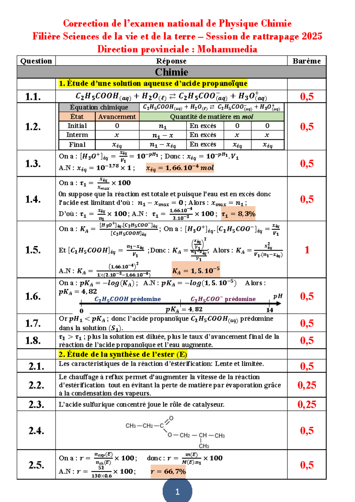 Correction 2 Bac SVT Rattrapage 2025 - Physique Chimie - Studocu
