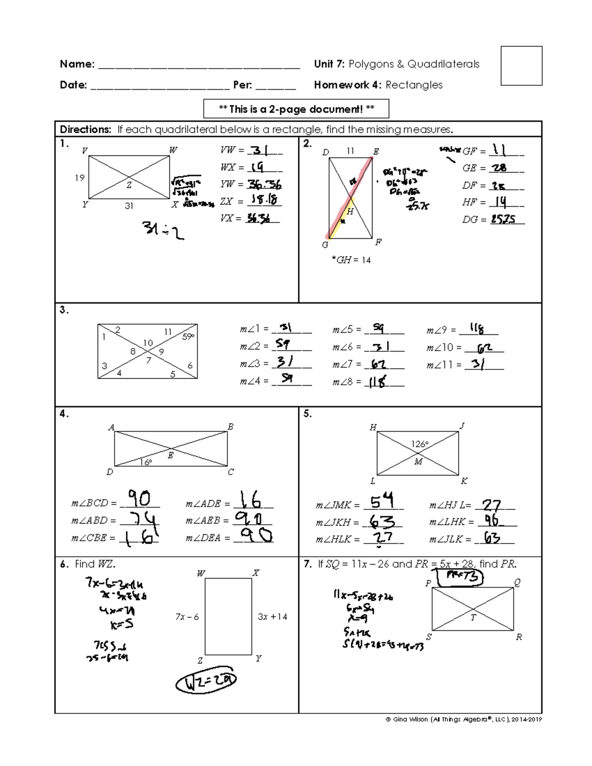 Unit 7: Homework 4 - Rectangles & Quadrilaterals Analysis - Studocu