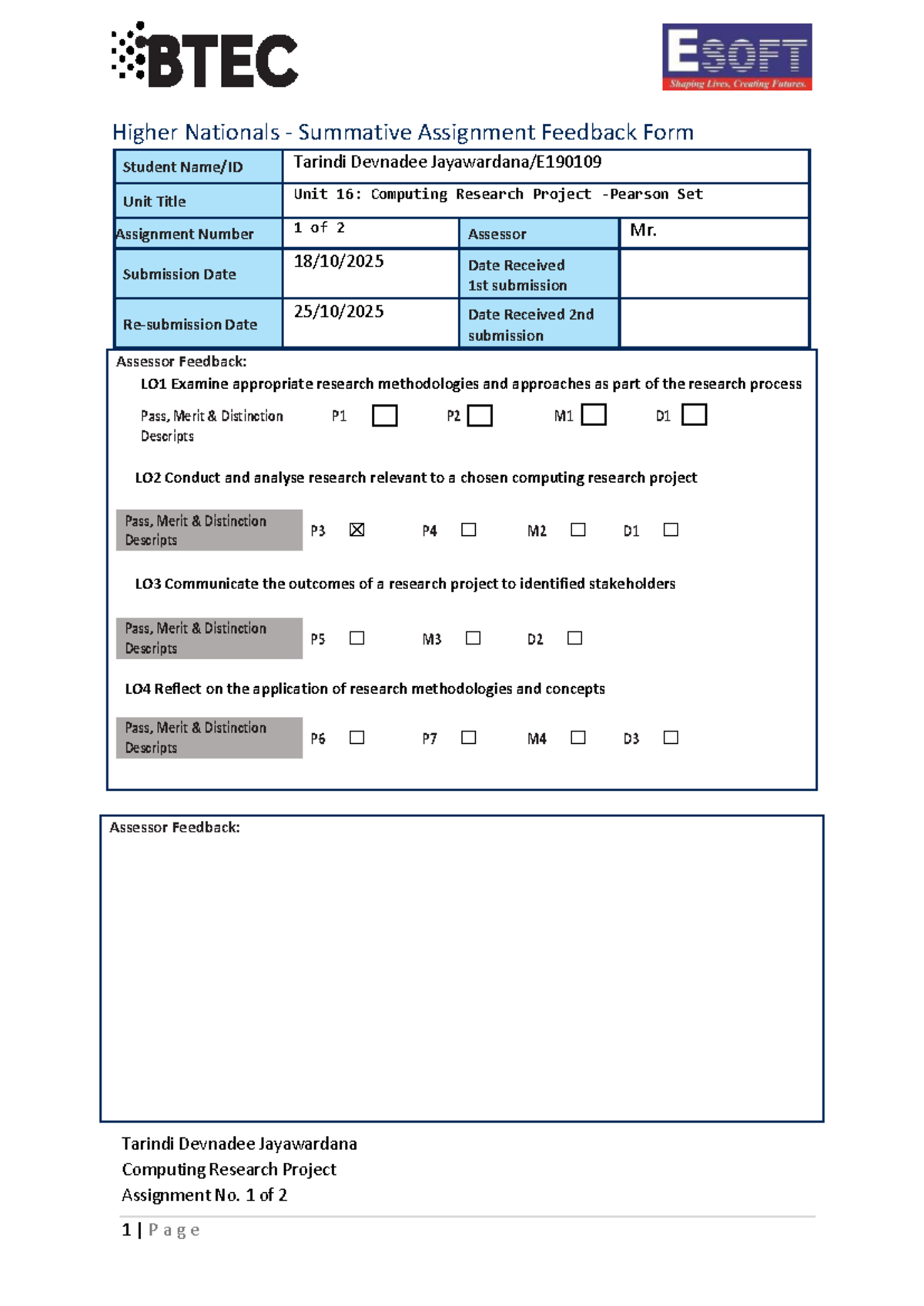 Unit 16: Computing Research Project - Assignment 1 Feedback ...