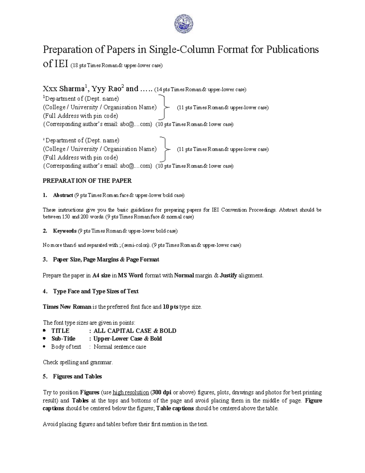 IEI Paper Preparation Guidelines Template - Studocu