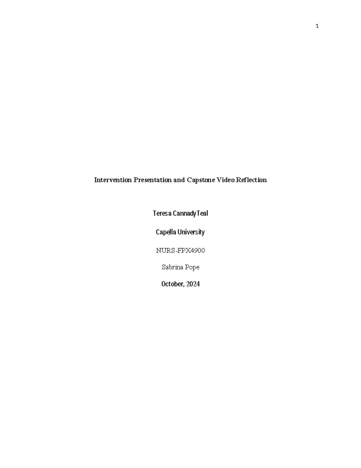 NURS-FPX4900 Capstone Video Reflection & Intervention Presentation ...