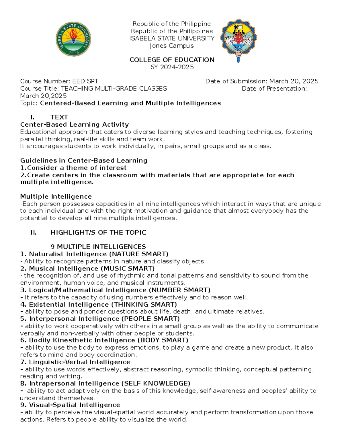 Aguinaldo R. EED SPT Teaching Multi- Grades Classes - Republic of the ...
